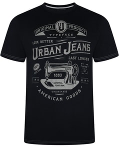 KAM Urban Jeans Print T-Shirt Black